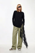 Lace- Asymmetrical Long Sleeve Tee