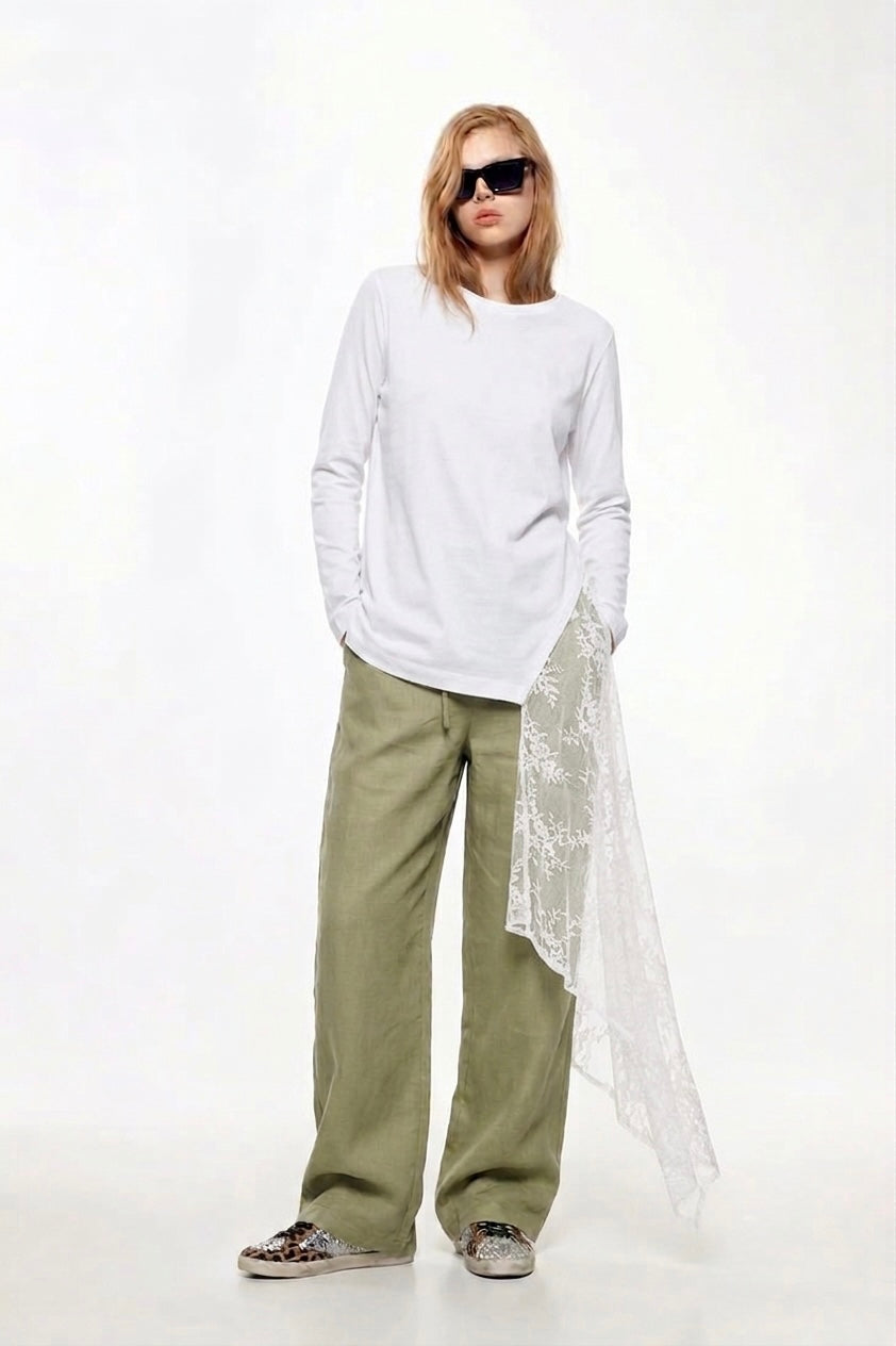 Lace- Asymmetrical Long Sleeve Tee