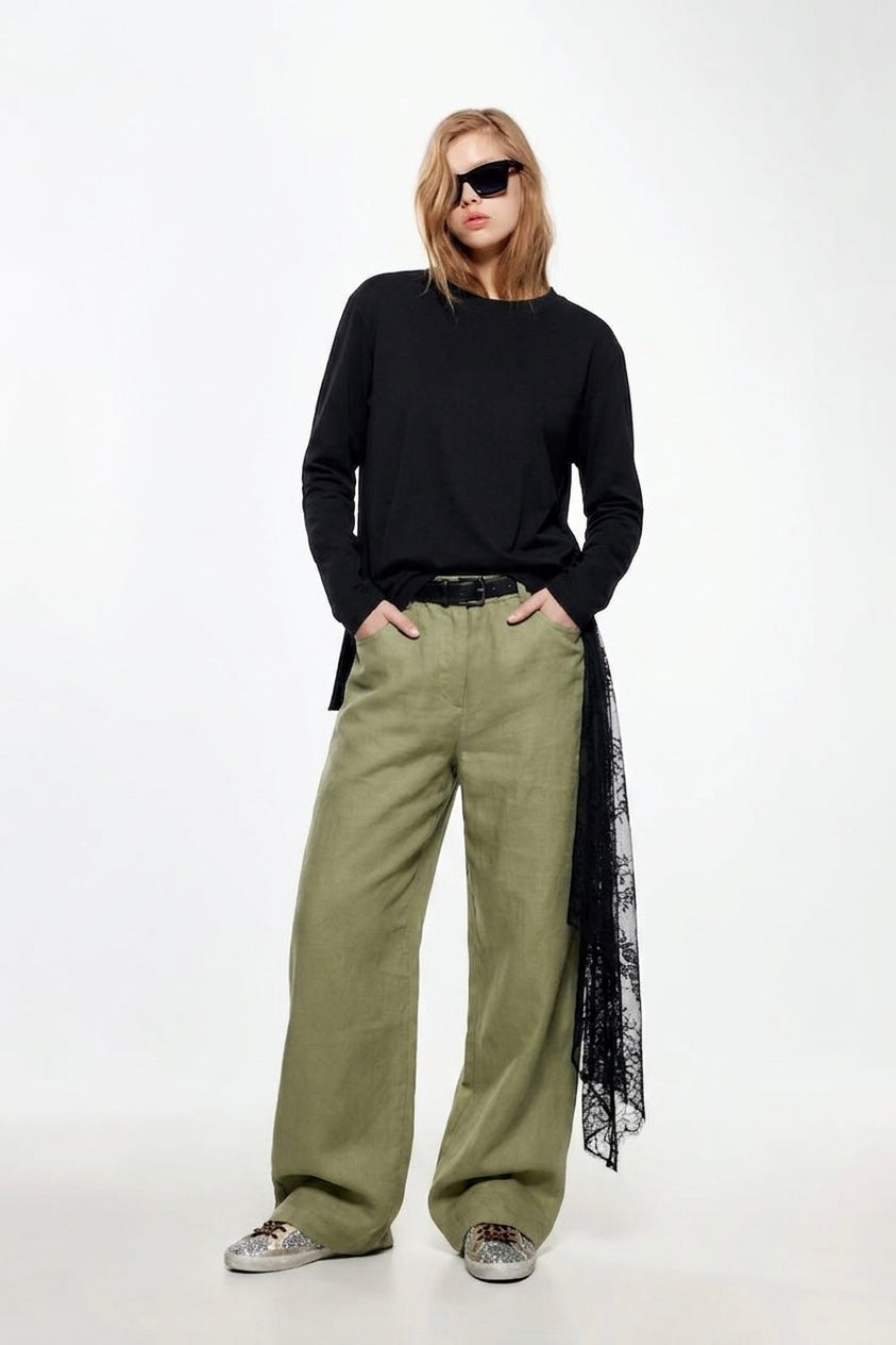 Lace- Asymmetrical Long Sleeve Tee