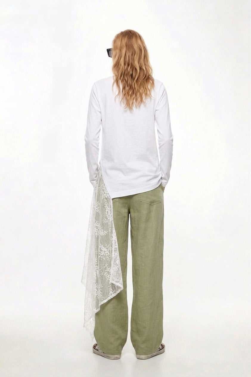 Lace- Asymmetrical Long Sleeve Tee