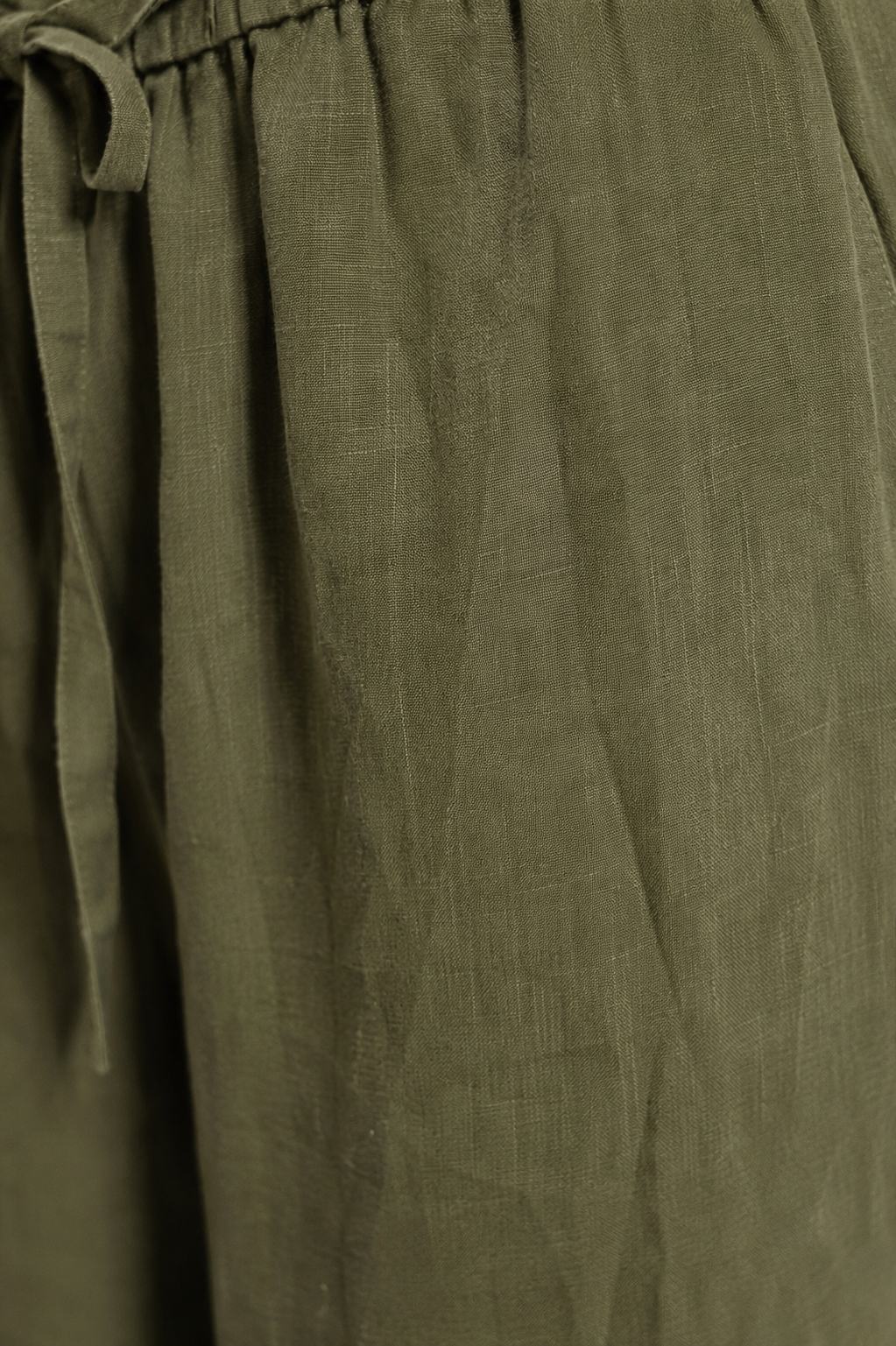 Olive Linen Wide-Leg Pants