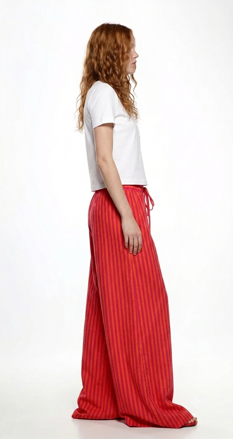 Sunset Striped Linen Wide-Leg Pants
