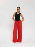 Sunset Striped Linen Wide-Leg Pants